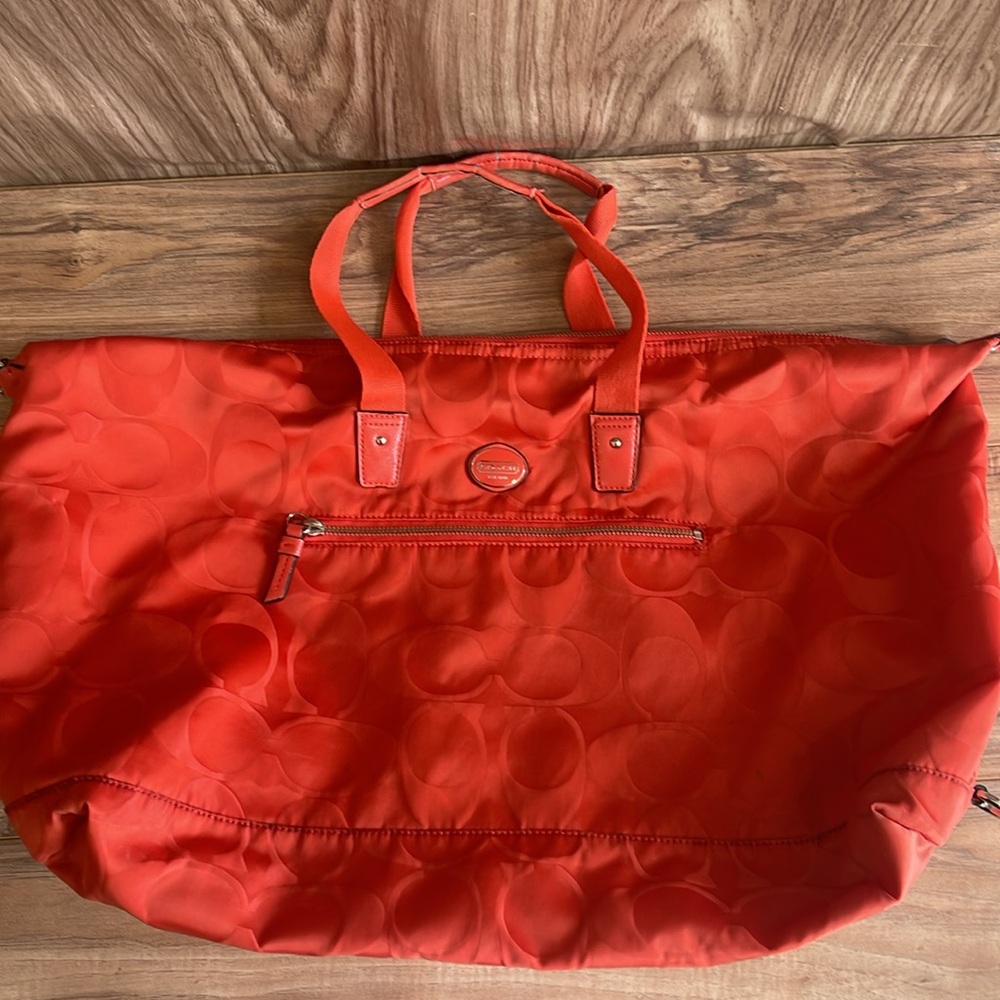 Pre-owned Coach Orange Signature Nylon Tote Bag - Picture 2 of 12
